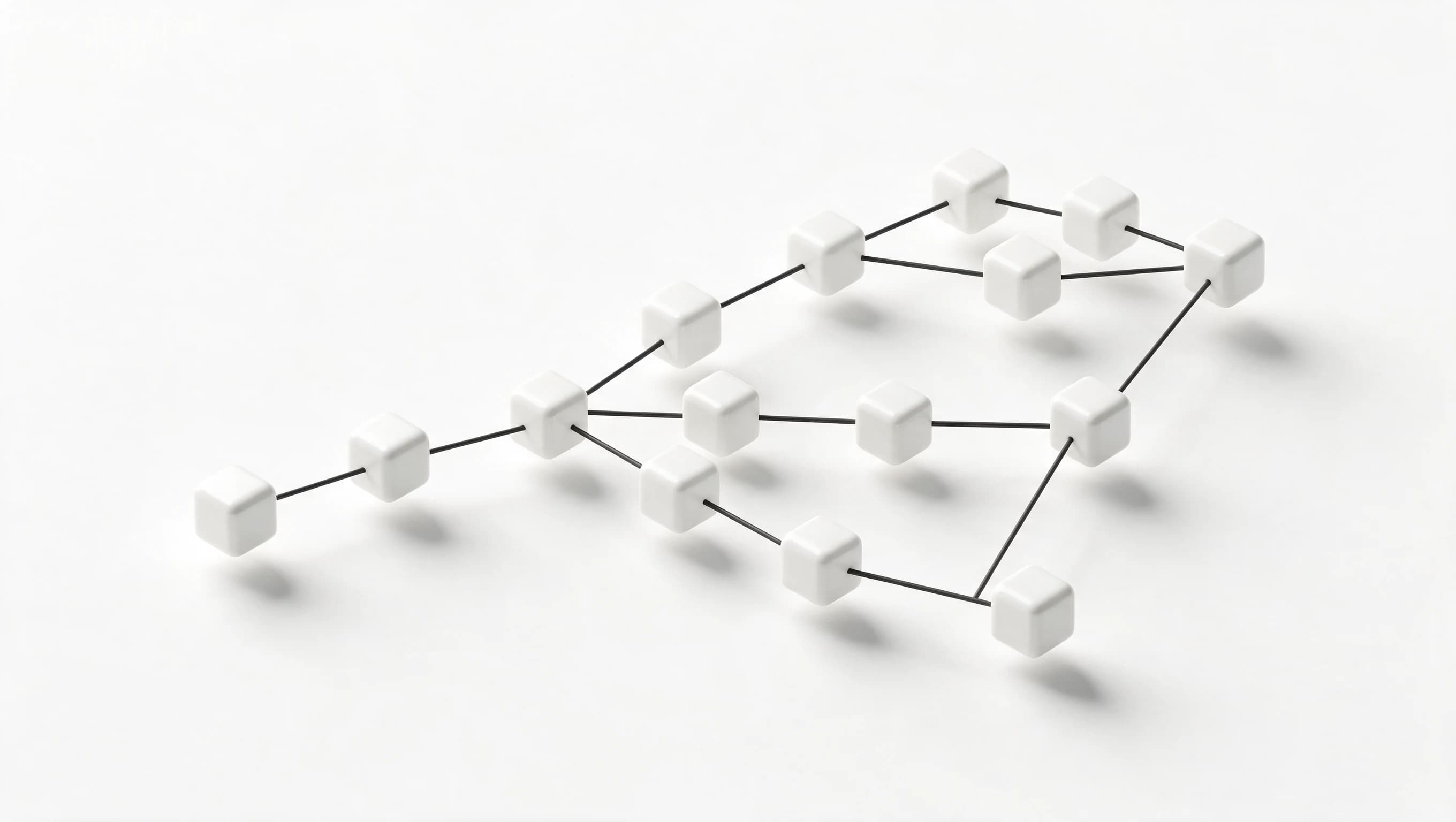 A monochrome branching workflow graph for recurring Attyn work.
